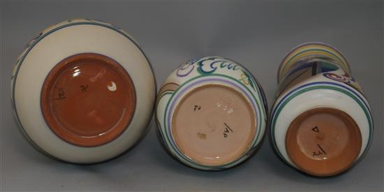 Five Carter Stabler Adams vases, tallest 10in.